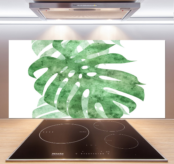Sklenený panel do kuchynskej linky Monstera