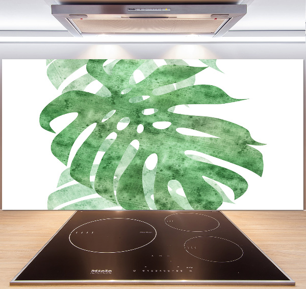 Sklenený panel do kuchynskej linky Monstera