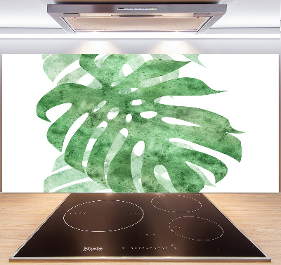 Sklenený panel do kuchynskej linky Monstera