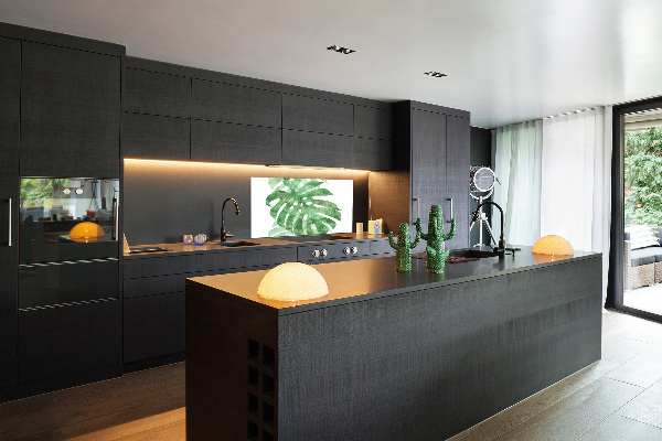 Sklenený panel do kuchynskej linky Monstera