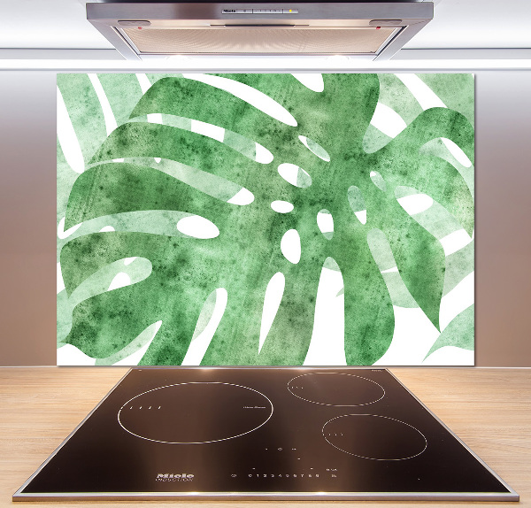 Sklenený panel do kuchynskej linky Monstera