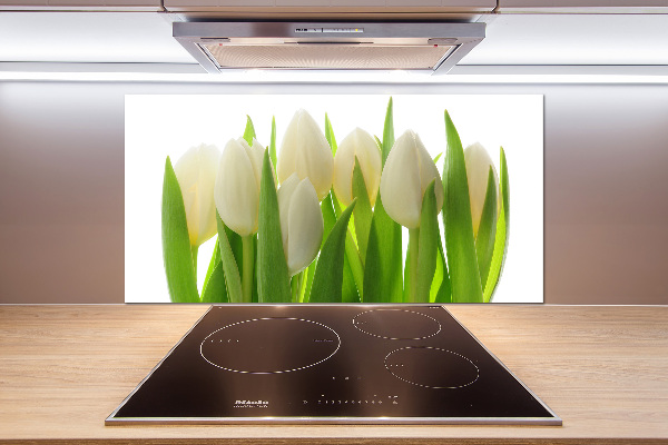 Sklenený panel do kuchynskej linky Tulipány