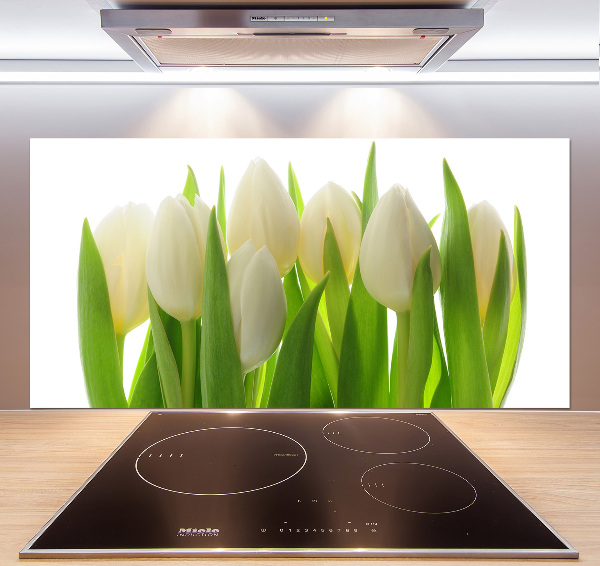 Sklenený panel do kuchynskej linky Tulipány
