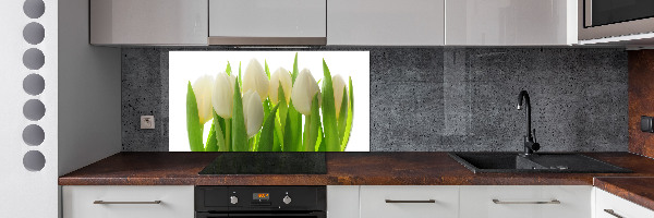 Sklenený panel do kuchynskej linky Tulipány