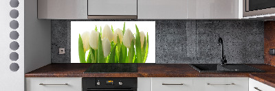 Sklenený panel do kuchynskej linky Tulipány