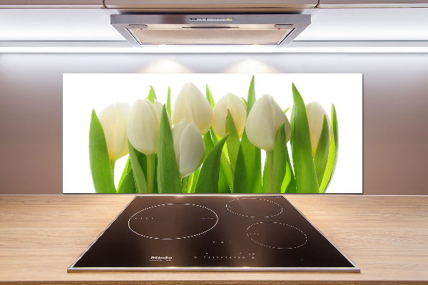 Sklenený panel do kuchynskej linky Tulipány