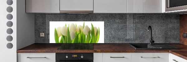 Sklenený panel do kuchynskej linky Tulipány