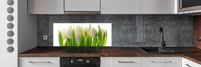 Sklenený panel do kuchynskej linky Tulipány