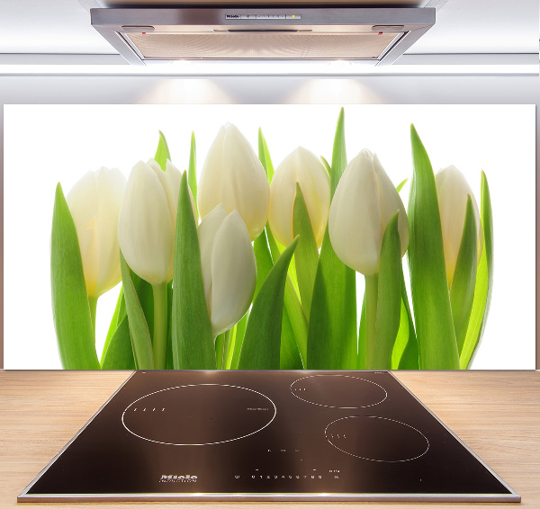 Sklenený panel do kuchynskej linky Tulipány