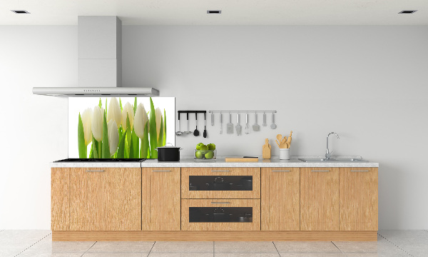 Sklenený panel do kuchynskej linky Tulipány