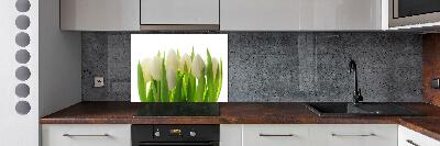 Sklenený panel do kuchynskej linky Tulipány