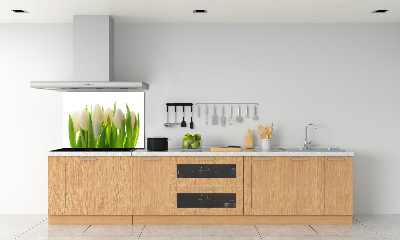 Sklenený panel do kuchynskej linky Tulipány