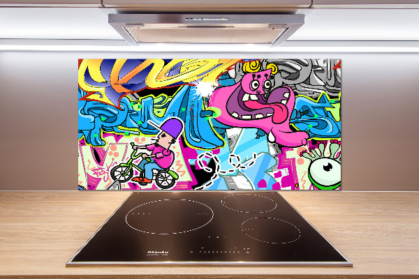 Sklenený panel do kuchynskej linky Graffiti