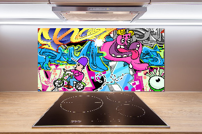 Sklenený panel do kuchynskej linky Graffiti