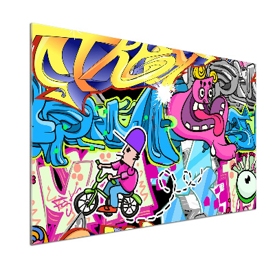 Sklenený panel do kuchynskej linky Graffiti
