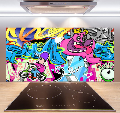 Sklenený panel do kuchynskej linky Graffiti