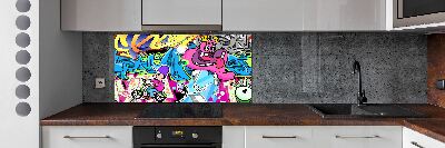 Sklenený panel do kuchynskej linky Graffiti