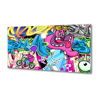 Sklenený panel do kuchynskej linky Graffiti