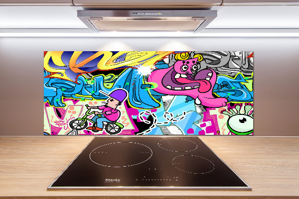 Sklenený panel do kuchynskej linky Graffiti