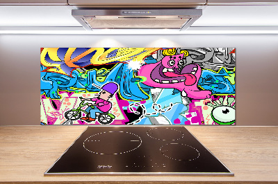 Sklenený panel do kuchynskej linky Graffiti