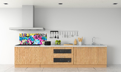 Sklenený panel do kuchynskej linky Graffiti