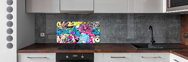 Sklenený panel do kuchynskej linky Graffiti