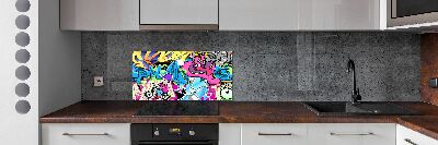 Sklenený panel do kuchynskej linky Graffiti