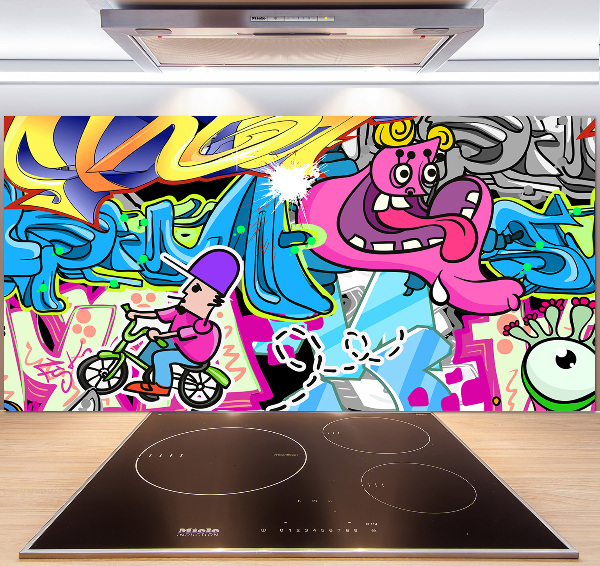 Sklenený panel do kuchynskej linky Graffiti
