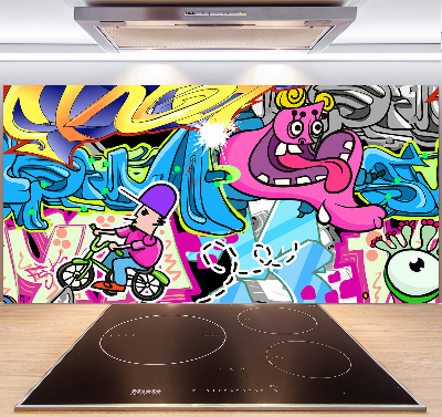 Sklenený panel do kuchynskej linky Graffiti