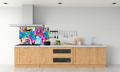 Sklenený panel do kuchynskej linky Graffiti