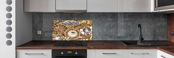 Sklenený panel do kuchynskej linky Kaviareň