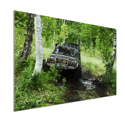 Dekoračný panel sklo Jeep v lese