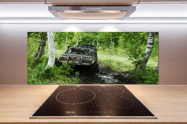 Dekoračný panel sklo Jeep v lese