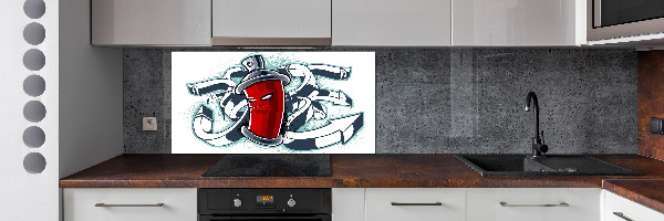 Sklenený panel do kuchynskej linky Graffiti