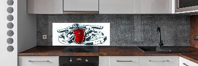 Sklenený panel do kuchynskej linky Graffiti