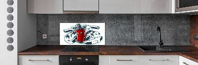 Sklenený panel do kuchynskej linky Graffiti