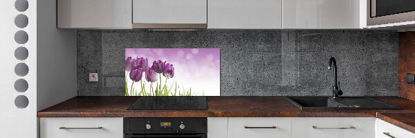 Panel do kuchyne Fialové tulipány
