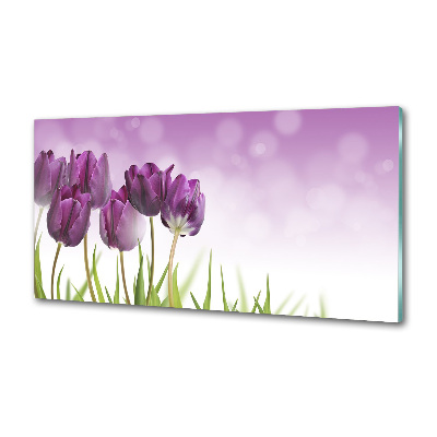 Panel do kuchyne Fialové tulipány