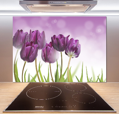Panel do kuchyne Fialové tulipány