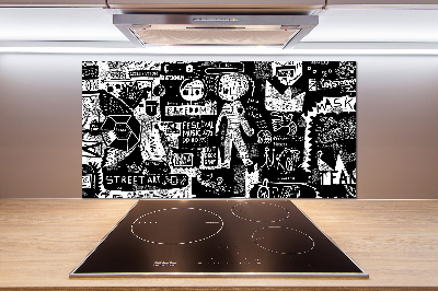 Sklenený panel do kuchynskej linky Graffiti
