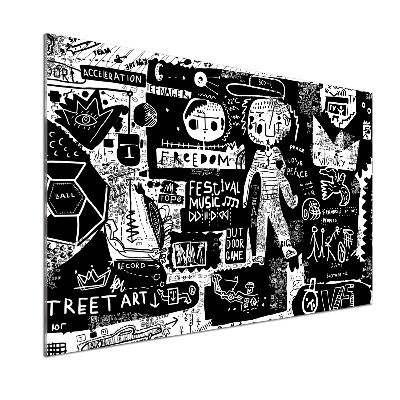 Sklenený panel do kuchynskej linky Graffiti