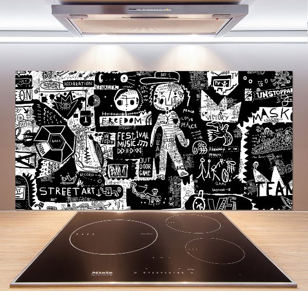 Sklenený panel do kuchynskej linky Graffiti