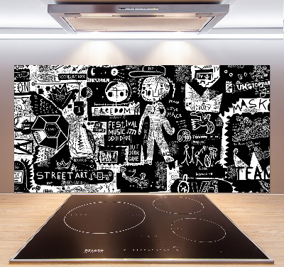 Sklenený panel do kuchynskej linky Graffiti