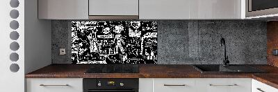 Sklenený panel do kuchynskej linky Graffiti