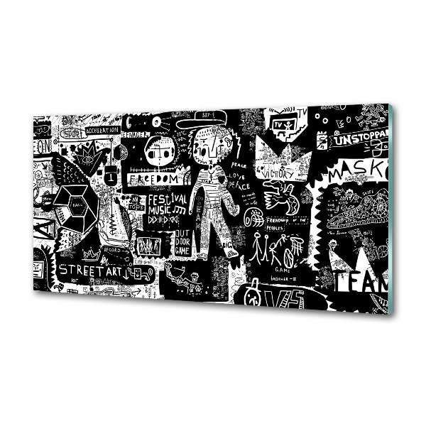 Sklenený panel do kuchynskej linky Graffiti