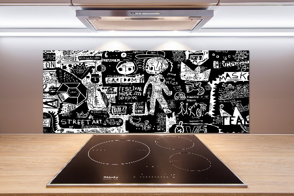 Sklenený panel do kuchynskej linky Graffiti