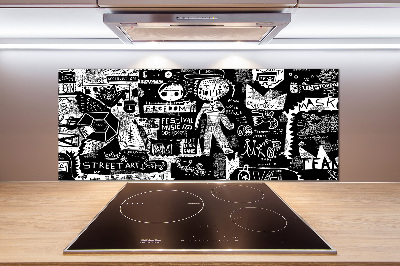 Sklenený panel do kuchynskej linky Graffiti