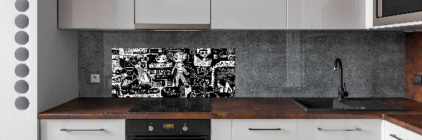 Sklenený panel do kuchynskej linky Graffiti