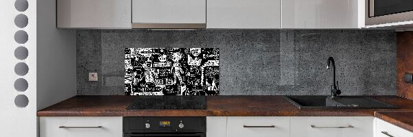Sklenený panel do kuchynskej linky Graffiti