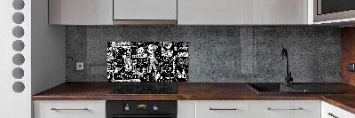 Sklenený panel do kuchynskej linky Graffiti